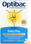 Optibac Probiotics for Digestive Health, 30 Capsules | 6 Scientifically Researched Strains with 5 Billion Live Cultures | Gluten Free & Vegetarian | Supports Gut Flora & Digestive Health