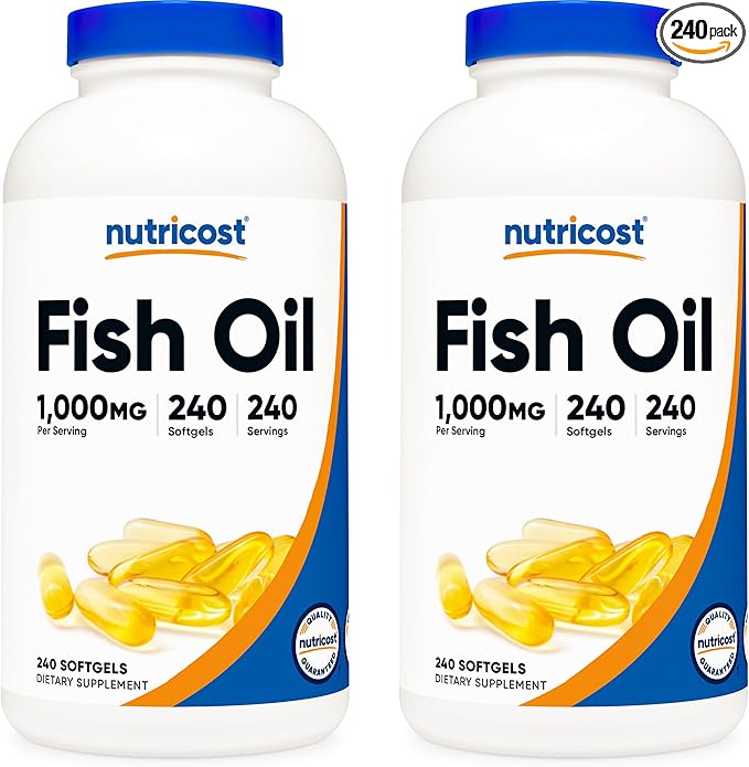 Nutricost Fish Oil 1000mg (560mg of Omega-3), 240 Softgels (2 Bottles)