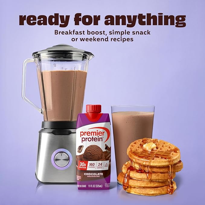 Premier Protein Shake, Chocolate, 30g Protein, No Added Sugar, 24 Vitamins & Minerals to Support Immune Health, 11 fl oz, 4 Pack