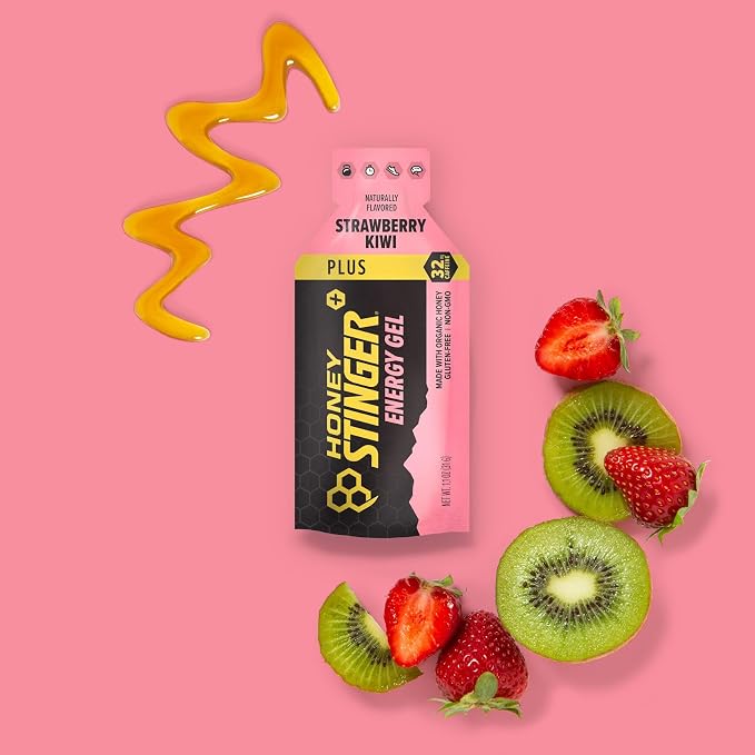 Honey Stinger Strawberry Kiwi Energy Gel,Caffeinated & Gluten Free with Organic Honey,for Exercise,Running and Performance,Sports Nutrition for Home & Gym,Pre and Mid Workout,(Pack of 48)