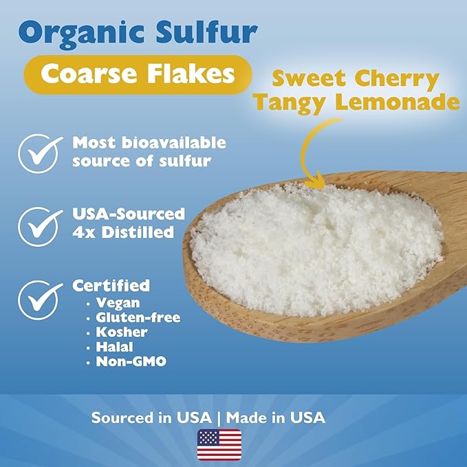 KALA HEALTH MSMPure Cherry Lemonade Flavored Coarse MSM Powder Flakes – US-Made MSM for Joint Health, Skin Appearance, and Hair & Nail Support – 1 lb, Organic Sulfur