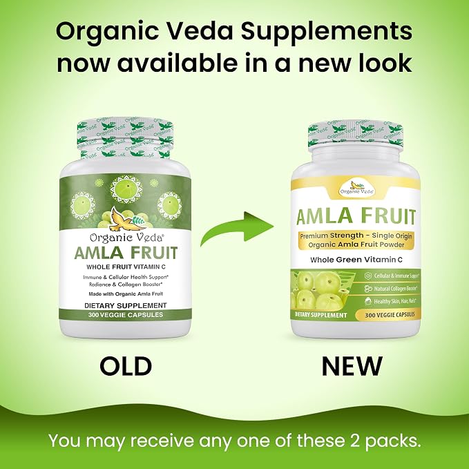 Organic Veda Amla Capsules - 1500mg, 300 Capsules - Natural Vitamin C Supplement with Antioxidants, Polyphenol for Immunity, Skin Glow & Hair Growth - Single Origin Premium Organic Amla Fruit Powder