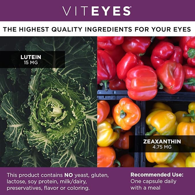 Viteyes Essentials Eye Health Dietary Supplement, Lutein & Zeaxanthin for Macular Support, 90 Capsules