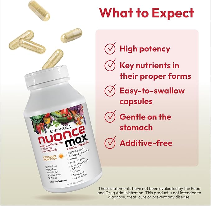 ANDREW LESSMAN Essential-1 Multivitamin 2000 IU Vitamin D3 30 Small Capsules - 100 mcg Methyl B12. CoQ10 Lutein Lycopene Zeaxanthin. High Potency. No Additives. Ultra-Mild. One Daily Capsule