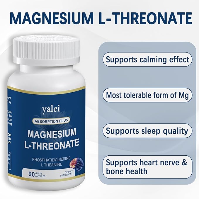Magnesium L-Threonate 2,000mg and Magnesium Glycinate 400mg | 90 Vegetarian Capsules | Muscle Health, Better Sleep & Cognitive Health|High-Absorption | Non-GMO, Gluten-Free