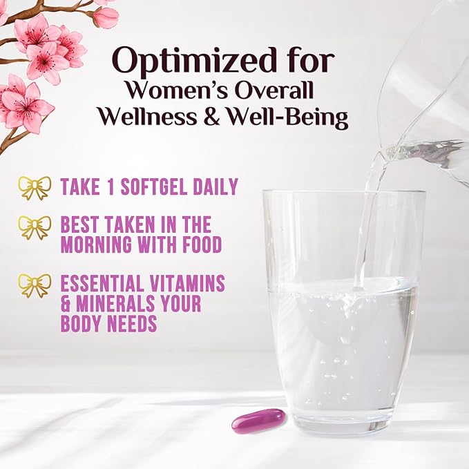 Multivitamin for Women - Essential Daily Womens Multivitamins with Calcium, Folic Acid, Vitamin A, C, D, E, B Vitamins, Zinc and Iron - Energy, Focus & Immune Support, Bottled In USA - 120 Softgels