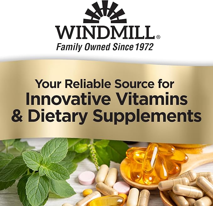 Windmill Natural Vitamins Magnesium Glycinate 200 mg, Supports Muscle, Joint, and Heart Health, Energy and Bone Support, Veggie Capsules, Gluten Free, Vegan, Non-GMO, 120 Capsules