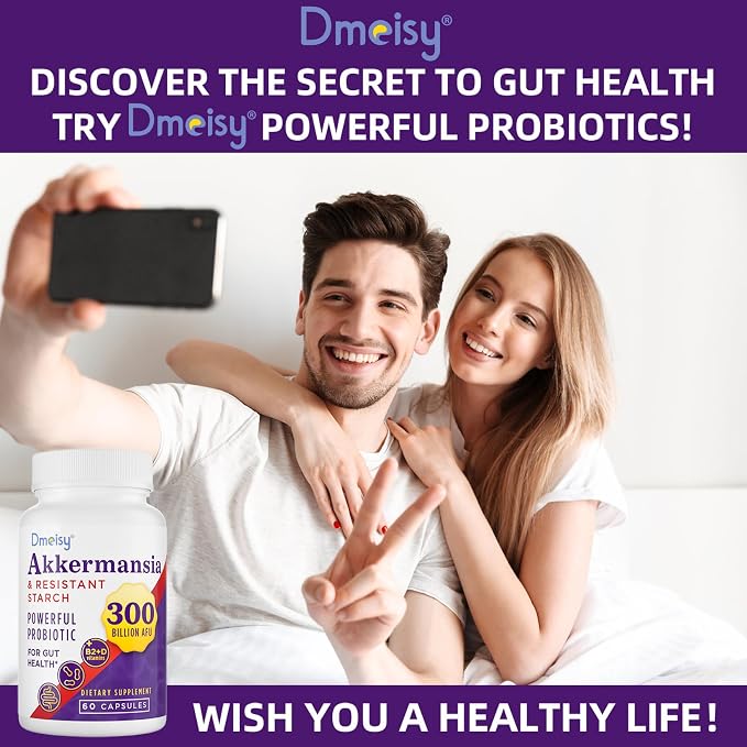 Akkermansia Supplement - 300 Billion AFU Akkermansia Muciniphila, Akkermansia Probiotic for Women & Men, for Boost, Digestive, Gut, Immunity, Enhances Gut Lining Function & Intestinal Walls, 120 Count