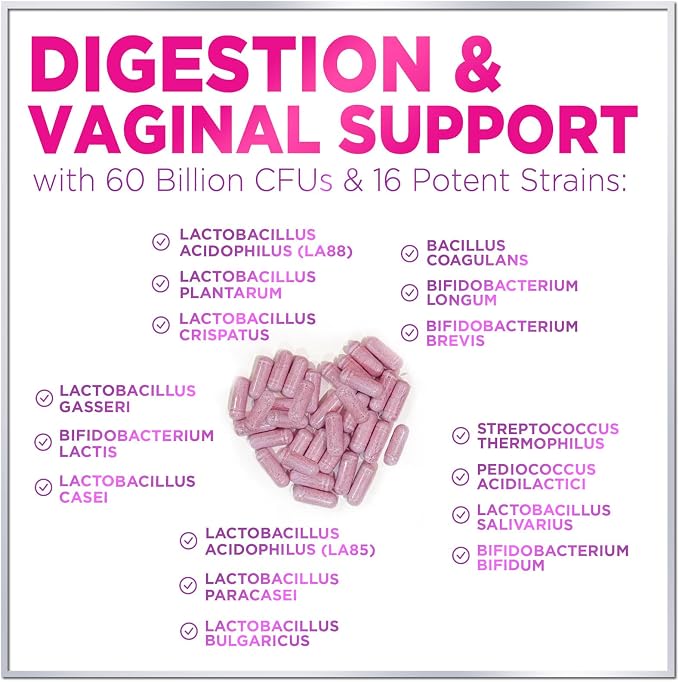 Probiotics for Women - Prebiotic and Probiotic Blend 60 Billion CFU Per Serving - 16 Strain Women's Probiotic for pH Balance & Vaginal Support - Digestive & Immune Support, Bottled USA - 120 Capsules