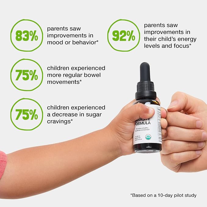 Food Over Drugs Children's para Formula – Organic Cleanse for Children & Toddlers – Natural Gentle Herbal Tincture for Digestive Balance – Safe Daily Formula for Kids Intestinal Wellness