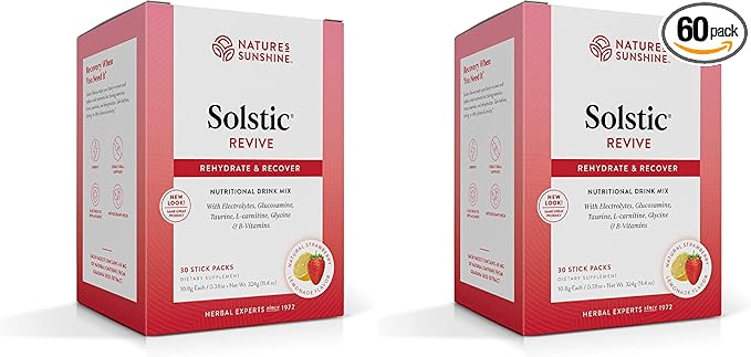 Nature's Sunshine Solstic Revive, 60 Packets | Post Workout Recovery Drink with Vitamin C, Vitamin E, and Calcium to Support Bone Health and Replenish Important Nutrients