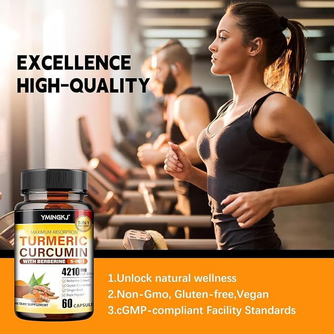 Turmeric Curcumin Supplement with Black Pepper & Bioactive Botanicals, Turmeric,Ginger, Berberine, Ceylon Cinnamon – Premium Supplement for Daily Wellness Support 60 Capsules