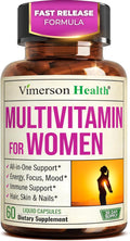 Multivitamin for Women with Vitamins and Minerals for Energy, Focus and Immune Health – Premium Daily Womens Multivitamins & Multiminerals – 60 Liquid Capsules