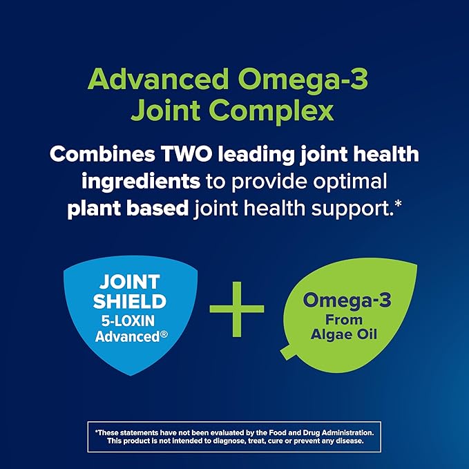Osteo Bi-Flex Advanced Omega-3 Joint Complex Algae Oil Plant-Based Supplement, Improve Joint Function, Strength, Flexibility, Mobility 80 Softgels