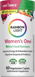 Rainbow Light Womens Multivitamin One + | 60 Caplets | Supports Energy & Antioxidant Health | Real Food Nutrients, Digestive Enzymes & Probiotics
