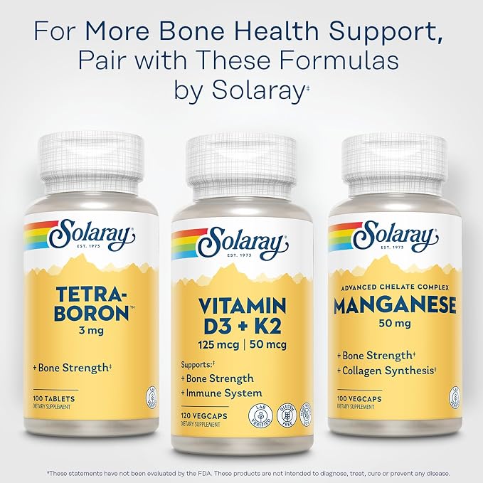 SOLARAY Vitamin D3 K2 - Bone Health and Immune Support Supplement - With 5000 IU Vitamin D as Vit D3 and 50 mcg Vitamin K2 as Menoquinone MK7, Made Without Soy, 60-Day Guarantee, 120 Serv, 120 VegCaps