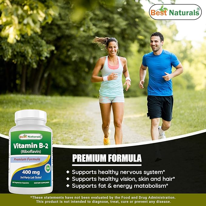 Best Naturals Vitamin B2 (Riboflavin) 400mg & Vitamin B-6 25 Mg