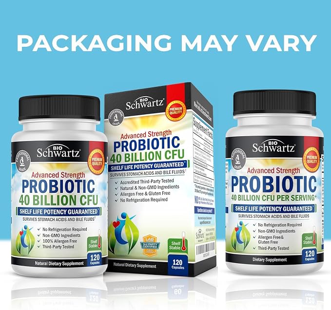 Triple Strength Omega 3 Fish Oil Softgels (2 Month Supply) Plus 40 Billion CFU Daily Probiotic Supplement (2 Month Supply)