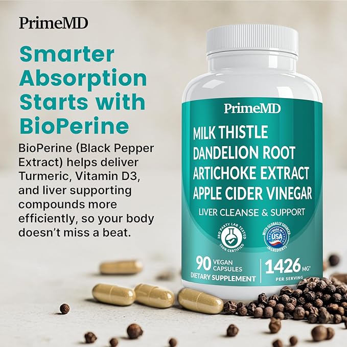 32-in-1 Liver Support with Milk Thistle Supplement – Liver Detox with Silymarin, Artichoke Extract & Beetroot Powder – Comprehensive Wellness Formula for Liver Cleanse – 1426mg (90 count) (Pack of 1)