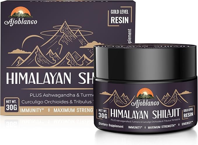 600mg Shilajit Pure Himalayan Organic Shilajit Resin - Himalayan Shilajit Resin with Organic Ayurvedic Blend in High Potency for Energy, Strength & Immunity, Pack of 3