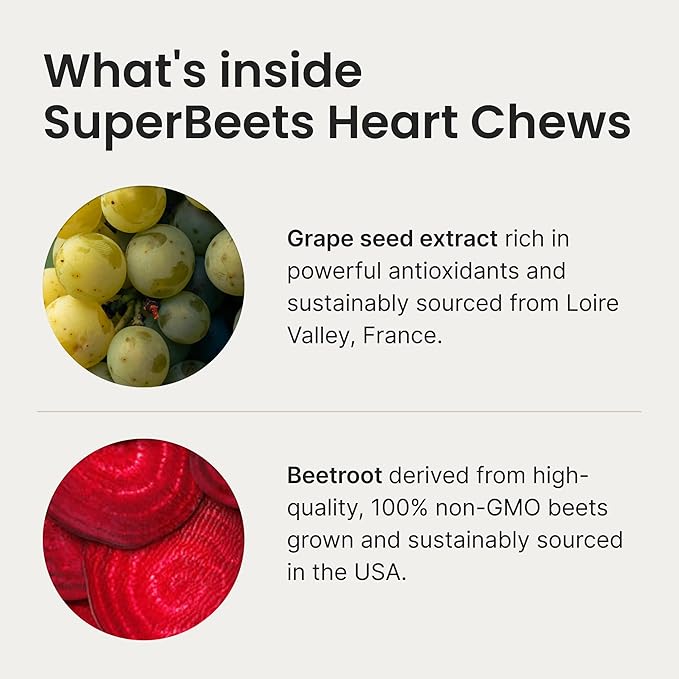 Humann SuperBeets Heart Chews & Memory + Focus Chews, with Beet Root Powder and clinically Studied nootropics, Nitric Oxide Support, Mental Alertness, 90 Count
