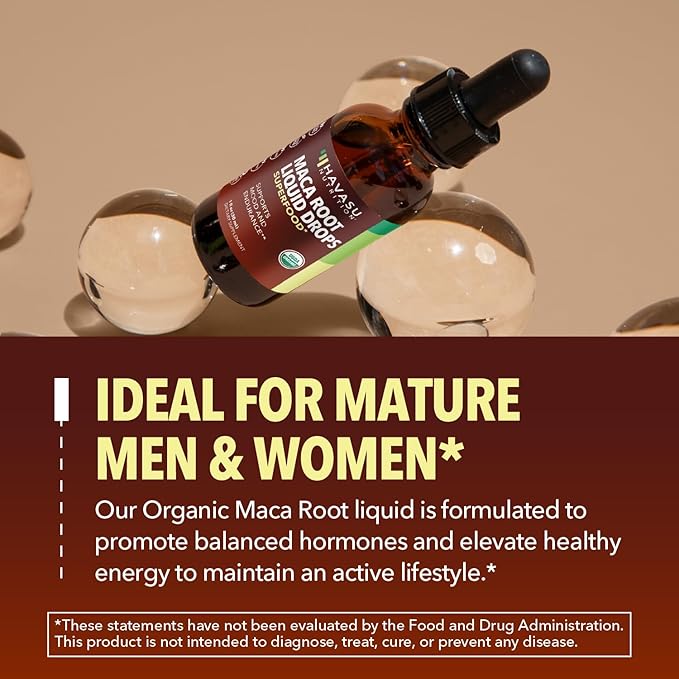 Organic Maca Root Liquid Drops - Supports Hormone Balance, Mood, and Energy in Women and Men - Lepidium Meyenii to Support Performance and Vitality - Non-GMO, Vegan, Unflavored - 60 Servings