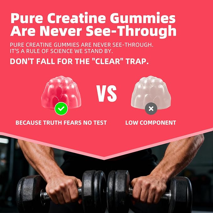 Allcoovita Creatine Monohydrate Gummies 5g for Men & Women. Boost Focus,Strength, and Endurance, Anti-Melting Formula, Vegan, Gluten-Free, Non-GMO,(Peach 120 ct)