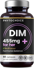 DIM for Women 350mg High Potency with BioPerine® & Broccoli Extract – 455mg Total Complex for Hormone Balance, Estrogen Metabolism, PMS & Menopause Support, Clear Skin & Women’s Wellness, 60 Capsules