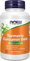 NOW Supplements, Tumeric Curcumin (Curcuma longa) Gels, Standardized Extract, Herbal Supplement with 95% Curcuminoids, 60 Softgels