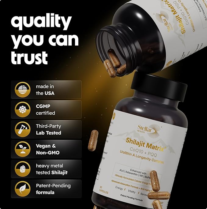 Clinical Mitochondrial Complex - Shilajit 5787mg Extract Equivalent NAD+ Boost - Ubiquinol CoQ10, Urolithin A, NR, PQQ, ALA, Astaxanthin - Energy, Focus, Strength - 60 Vegan Capsules
