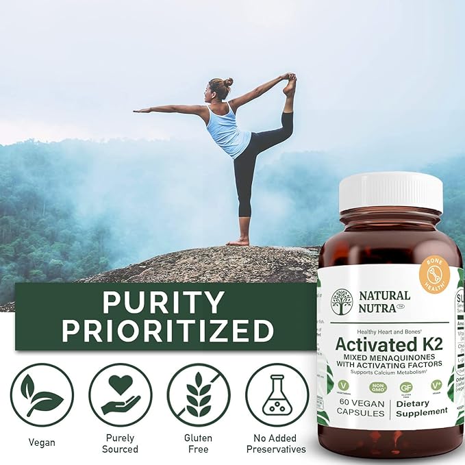 Natural Nutra Full Spectrum Vitamin K2 Supplement, Support Cardiovascular Health, Liver Function, Metabolic Health, Heart Health, Help Promotes Bone & Dental Health, 75 mcg, 60 Capsules (Pack of 2)