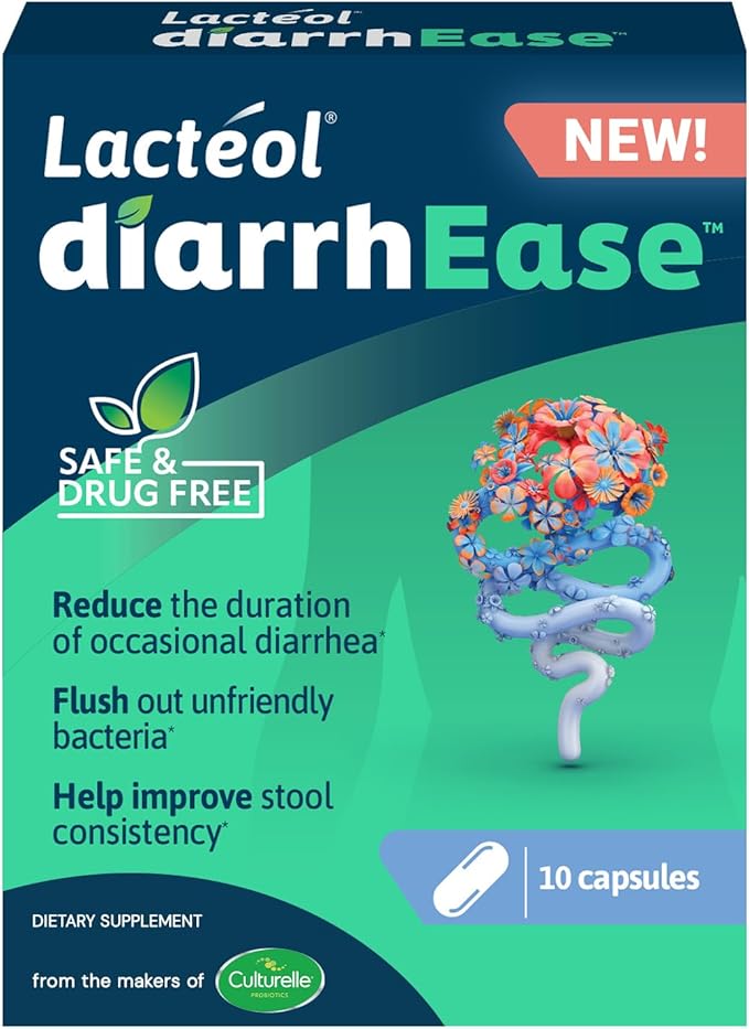Lactéol DiarrhEase- a Safe, Drug Free and Clinically Tested Postbiotic Strain that Helps Soothes Occasional Digestive Upset and Shortens the Duration of Occasional Diarrhea, 10 Count