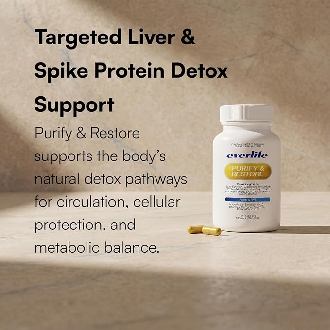 Everlife Spike Protein & Liver Detox Support Supplement - Liposomal Curcumin with NAC, Quercetin, Bromelain & Buffered Vitamin C – Circulation, Antioxidant & Immune Support Blend – 150 Capsules