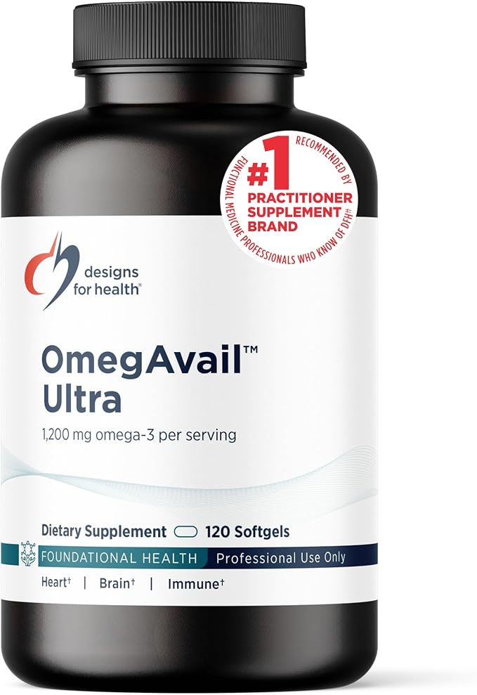 Designs for Health OmegAvail Ultra TG Fish Oil 1200mg - Triglyceride Form Omega 3 Fish Oil Supplement with DHA/EPA - No Fishy Aftertaste (120 Softgels)