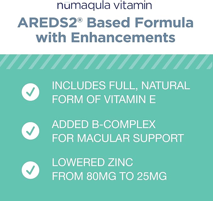 nūmaqula Eye Vitamins - 90 Capsules, 30-Day Supply - AREDS2-Based Eye Supplements with Lutein, Zeaxanthin, Vitamin B Complex & Vitamin E for Advanced Macular Support