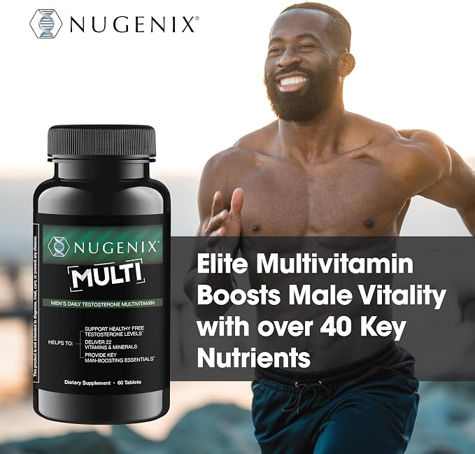 Nugenix Multivitamin for Men, Multivitamin and Testosterone Support - 19 Vitamins and Minerals, Supports Free Testosterone, Balance Cortisol, Promotes Nitric Oxide Production, Blood Flow - 60 Tablets