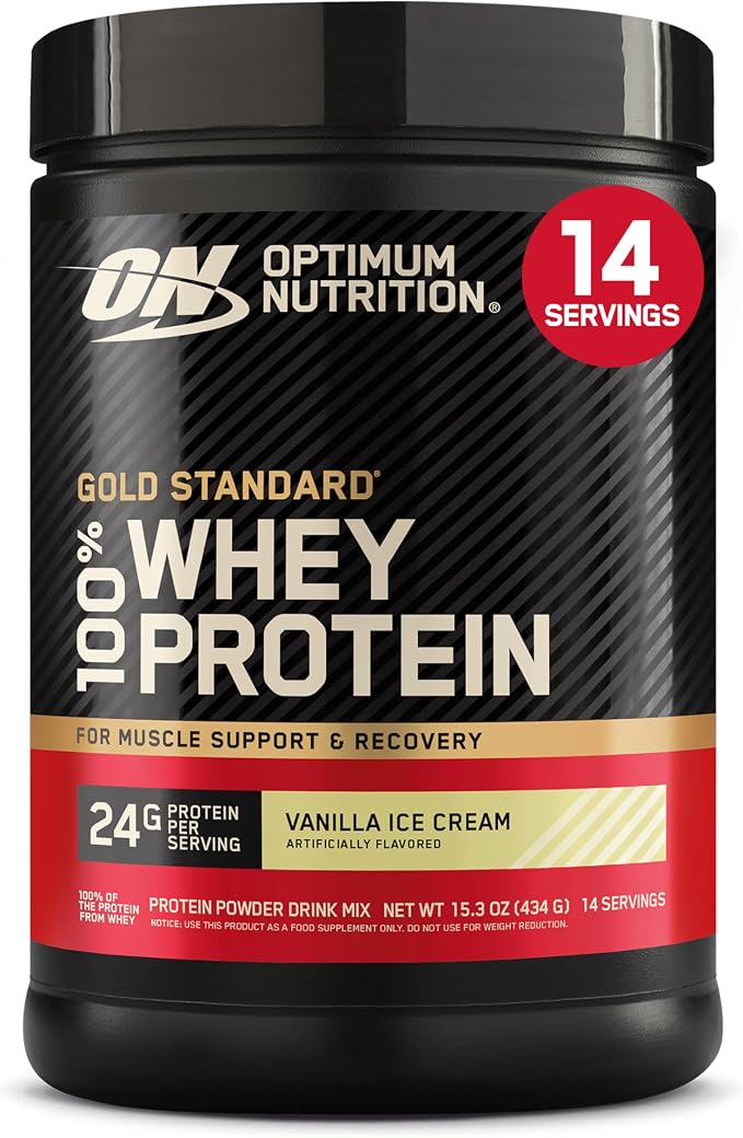 Optimum Nutrition Gold Standard 100% Whey Protein Powder, Vanilla Ice Cream, 1 Pound (Pack of 1)