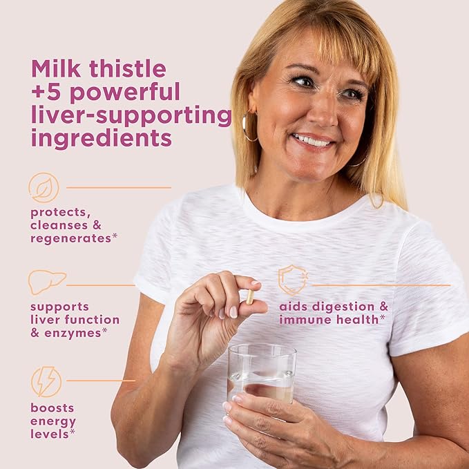 Naturenetics Milk Thistle Liver Cleanse & Support Supplement, 60 Capsules - 80% Silymarin Extract with Artichoke & Dandelion, Supports Liver Enzymes, Energy, & Digestion - Vegan, Gluten-Free