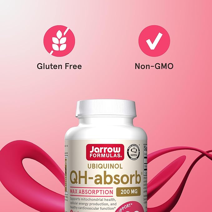 Jarrow Formulas QH-absorb 200 mg - High Absorption Co-Q10 - Active Antioxidant Form of Co-Q10 - Supports Mitochondrial Energy Production &Cardiovascular Health - Up to 60 Servings