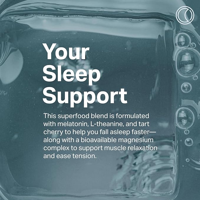 Proper, The Blues Sleep Aid – Nutrient-Dense Superfood Powder with + Melatonin, Magnesium, L-Theanine, GABA, Valerian Root & Tart Cherry – Calm Supplement for Nighttime Relaxation & Sleeping