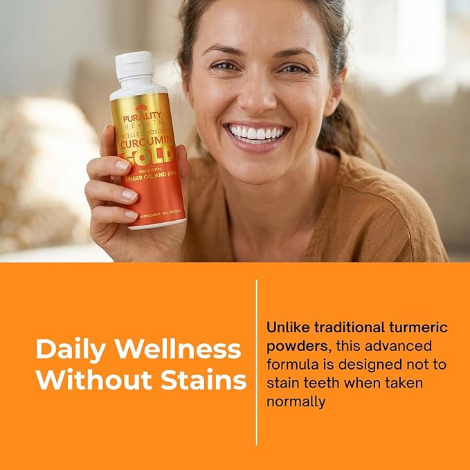 PURALITY HEALTH Curcumin Gold, from Turmeric with Ginger Oil & DHA Omega-3s, Micelle Liposomal Enhanced Absorption, Joint Health, 15 Day Supply
