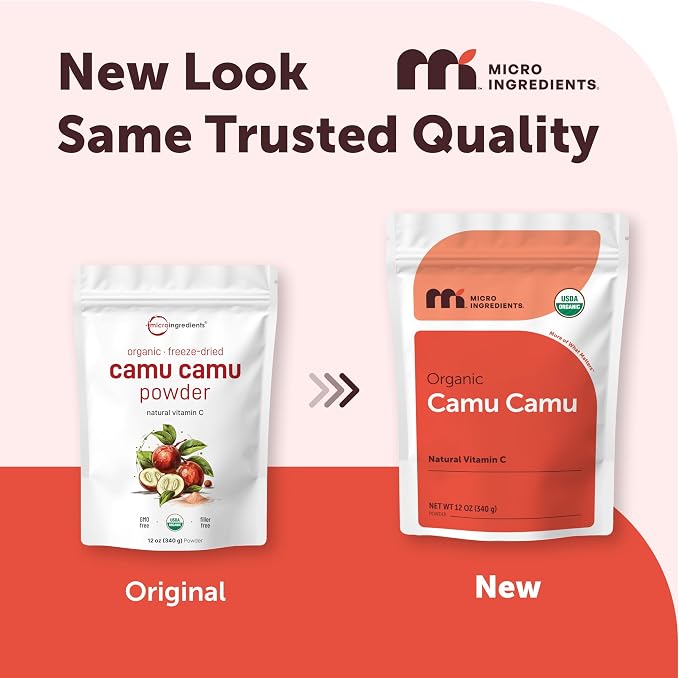 Micro Ingredients Organic Camu Camu Powder, 12 oz | Freshly Harvested Berry Source | Source of Naturally Occurring Vitamin C | Non-GMO, Vegan Friendly