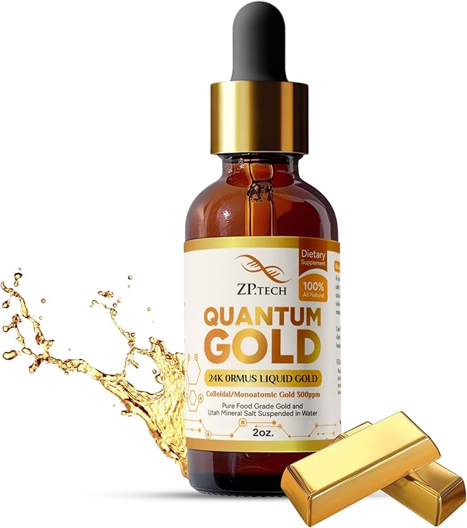 Quantum Gold Liquid Ormus Monoatomic Colloidal Gold & 24K Liquid Gold Supplement for Pineal Gland Activation, Lucid Dreaming & Higher Energy Alignment (2oz)
