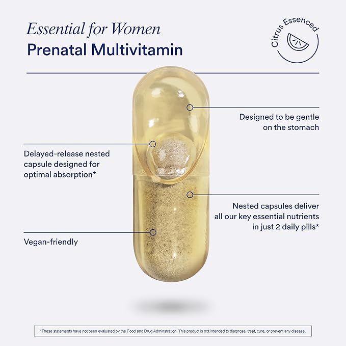 Ritual Prenatal Multivitamin For Women - Key Essential Vitamins and Minerals To Support Mom and Baby During Pregnancy* - Folate, Choline, Omega-3 DHA, Iron - Vegan - Citrus - 60 Capsules - 30 Servings