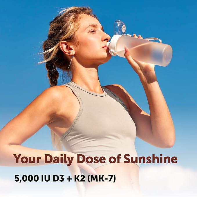Micro Ingredients Vitamin D3 5,000 IU + K2 MK-7 100 mcg Per Serving, 90 Softgels | 2-in-1 D3 K2 Supplement | Easy-to-Swallow, Non-GMO, Gluten Free