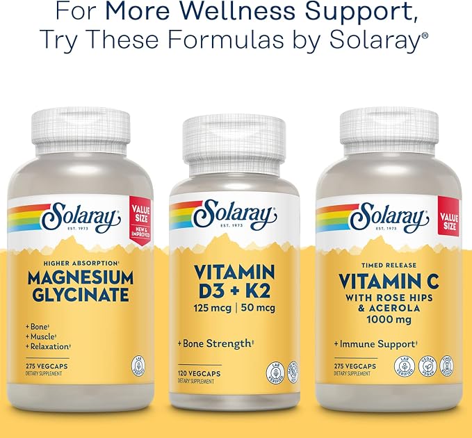 SOLARAY Mega Vitamin B-Stress, Timed-Release Vitamin B Complex with 1000 mg of Vitamin C for Stress, Energy, Red Blood Cell & Immune Support, 60 Day Guarantee, Vegan, 40 Servings, 120 VegCaps