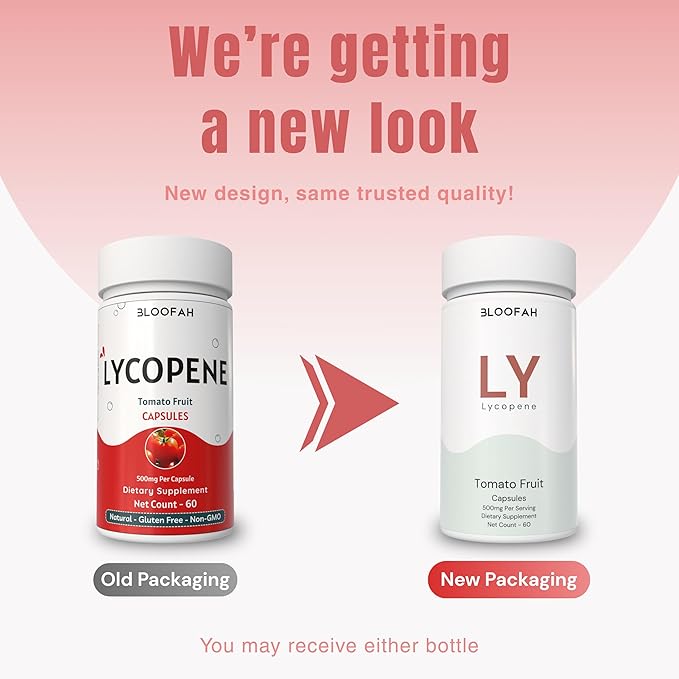 Lycopene Supplement Capsules 500mg – Tomato Fruit Powder with Natural Lycopene for Antioxidant & Daily Wellness Support | Gluten Free, Non-GMO (60 Count (Pack of 1))