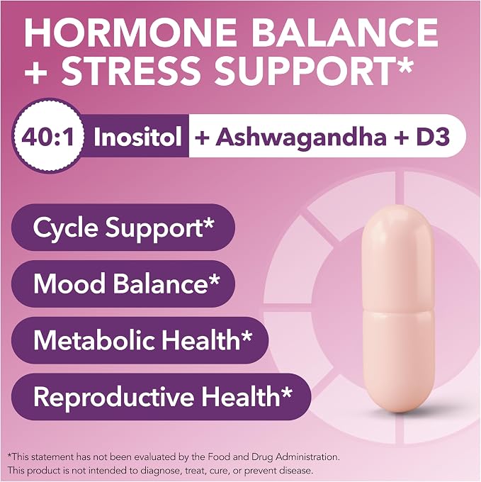 Intimate Rose Myo-Inositol & D-Chiro Inositol Blend - 40:1 Blend Ratio - Women's Daily Wellness Support - Vitamin D & Ashwagandha, 3 Bottles