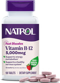 Natrol Vitamin B12 5,000 mcg, Fast Dissolve Vitamin B12 Supplement Supports a Healthy Nervous System and Energy Metabolism, 100 Tablets, Up to a 100 Day Supply