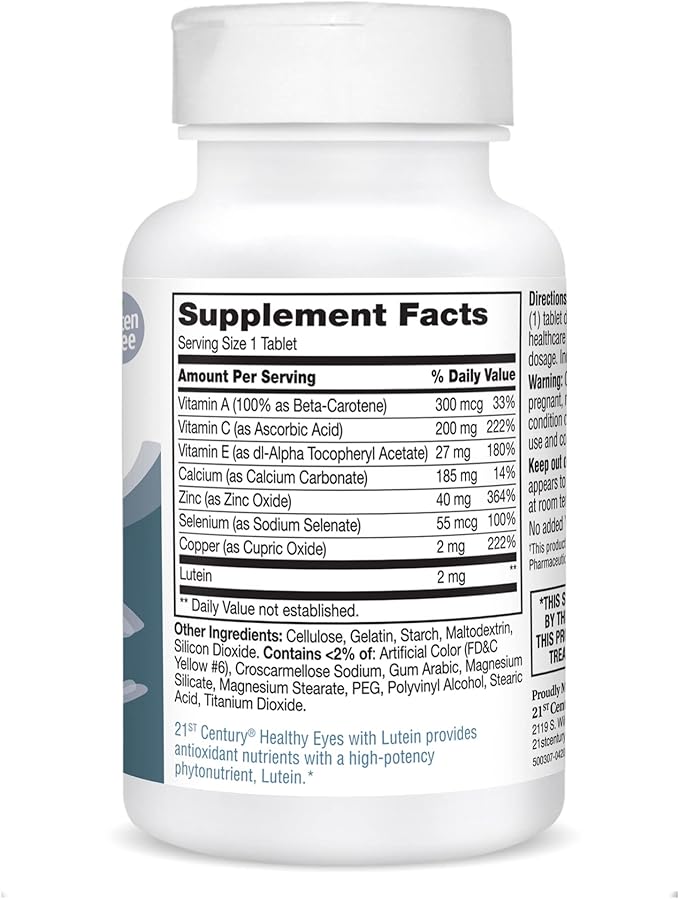 21st Century Healthy Eyes with Lutein Tablets White (27452) 60 Count (Pack of 2)